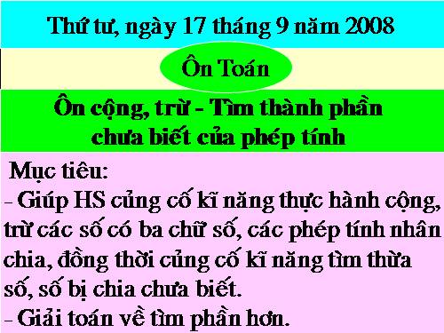 cộng trừ tìm thành phần chưa biết