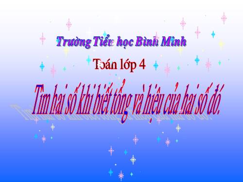 Tìm hai số khi biết tổng và hiệu của hai số đó