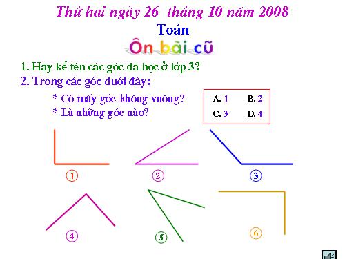 Góc nhọn, góc tù, góc bẹt