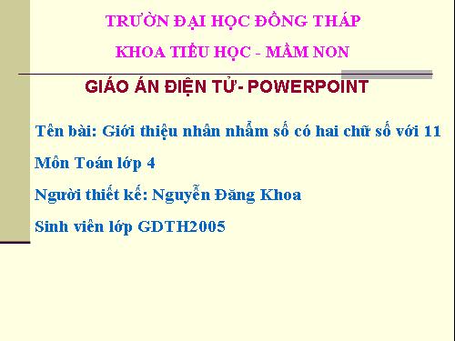 Giới thiệu nhân nhẩm số có hai chữ số với 11