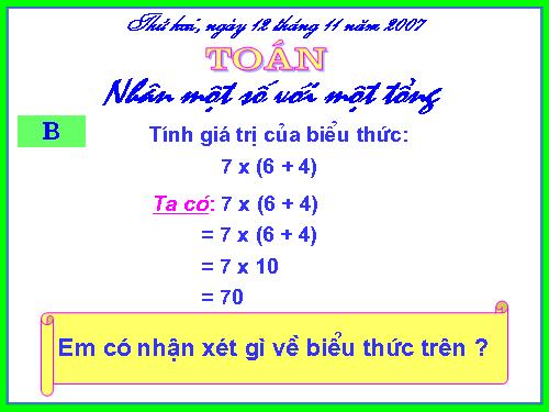 Nhân một số với một tổng