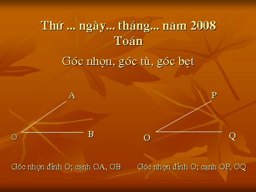 Góc nhọn, góc tù, góc bẹt