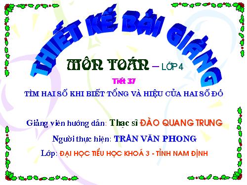 Tìm hai số khi biết tổng và hiệu của hai số đó