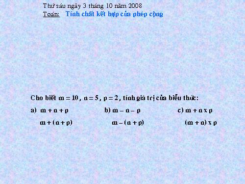 Tính chất kết hợp của phép cộng