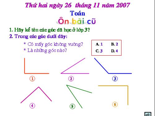 Góc nhọn, góc tù, góc bẹt