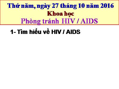 Bài 16. Phòng tránh HIV / AIDS