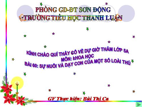 Bài 60. Sự nuôi và dạy con của một số loài thú