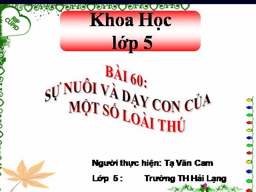 Bài 60. Sự nuôi và dạy con của một số loài thú