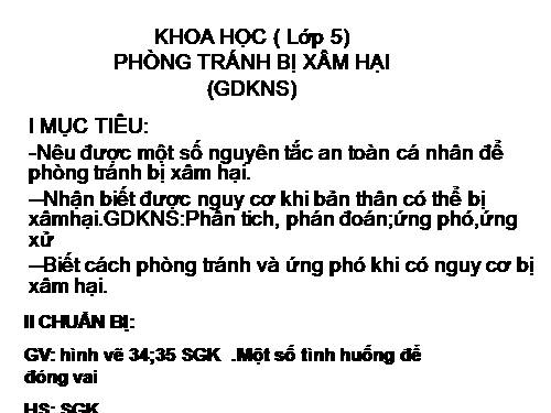 Bài 18. Phòng tránh bị xâm hại