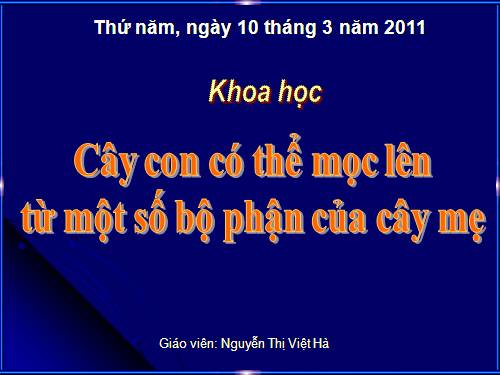 Bài 54. Cây con có thể mọc lên từ một số bộ phận của cây mẹ