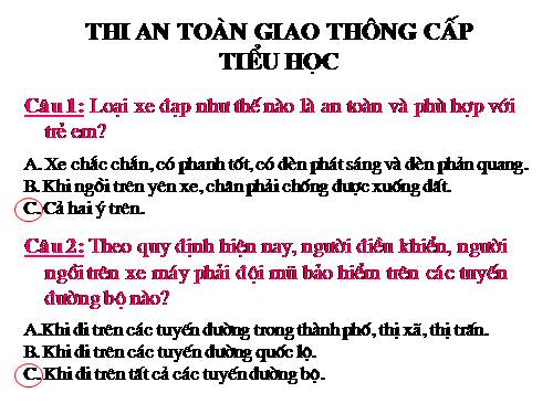 Câu hỏi An Toàn Giao Thông