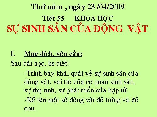 Bài 55. Sự sinh sản của động vật