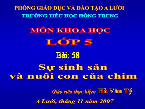 Bài 58. Sự sinh sản và nuôi con của chim