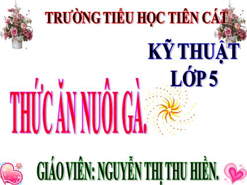 Bài 12. Thức ăn nuôi gà