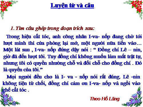 Luyện từ và câu 5. Tuần 20-21-22-23. Nối các vế câu ghép bằng quan hệ từ