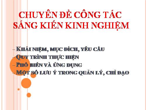 Chuyên đề công tác SKKN.