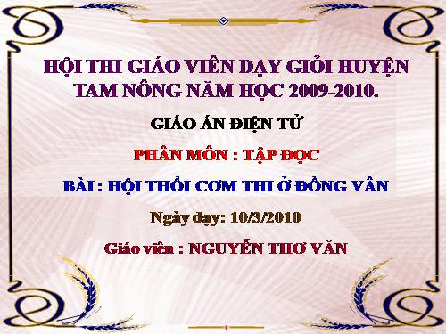 Tuần 26. Hội thổi cơm thi ở Đồng Vân