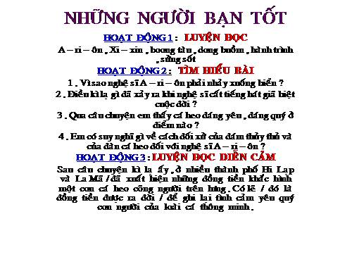 Tuần 7. Những người bạn tốt