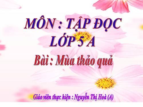 Tuần 12. Mùa thảo quả