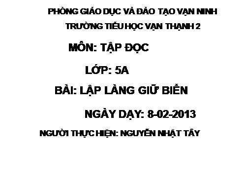 Tuần 22. Lập làng giữ biển