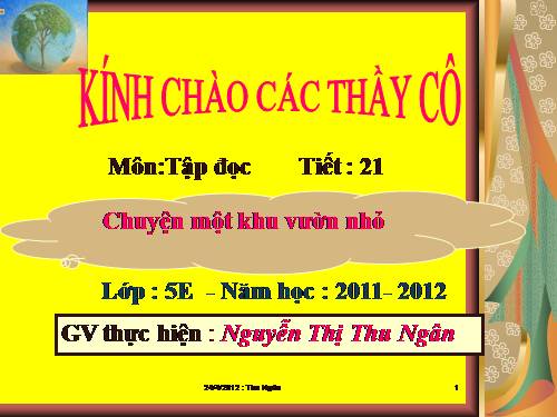 Tuần 11. Chuyện một khu vườn nhỏ