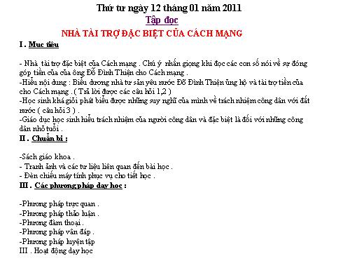 Tuần 20. Nhà tài trợ đặc biệt của Cách mạng