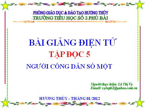 Tuần 19. Người công dân số Một