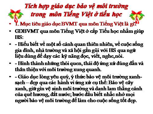 Bài giảng về tích hợp giáo dục bảo vệ môi trường