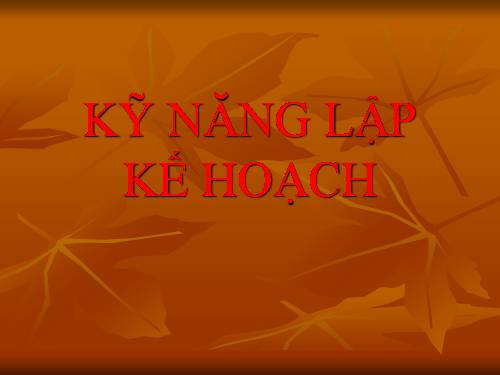 Kĩ năng lập kế hoạch