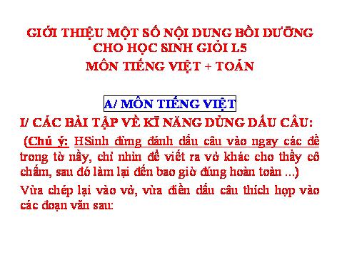 CHUYEN DE BOI DUONG HSG TIENG VIET + TOAN 5