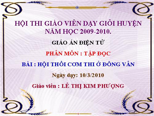 Tuần 26. Hội thổi cơm thi ở Đồng Vân
