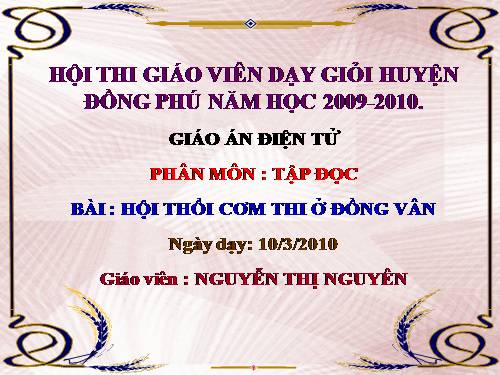 Tuần 26. Hội thổi cơm thi ở Đồng Vân