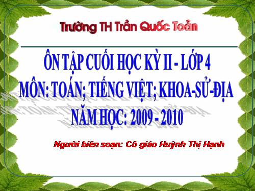 Tuần 35. Ôn tập Cuối Học kì II