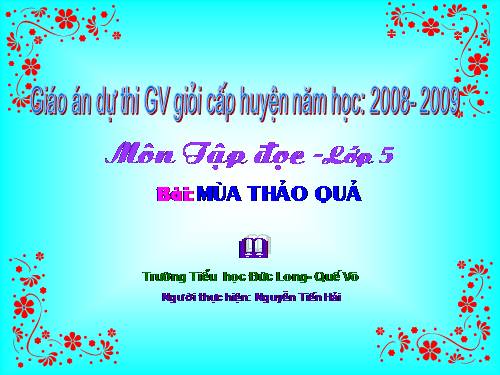 Tuần 12. Mùa thảo quả