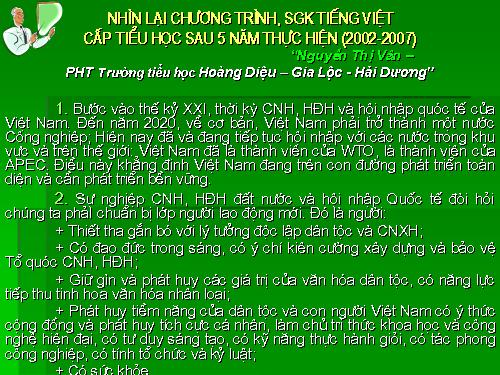 NHÌN LẠI CHƯƠNG TRÌNH SGK TIẾNG VIỆT TIỂU HỌC SAU 5 NĂM THỰC HIỆN