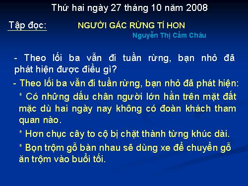 Tuần 13. Người gác rừng tí hon