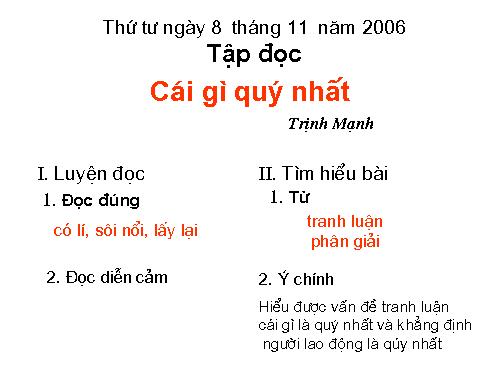 Tuần 9. Cái gì quý nhất?