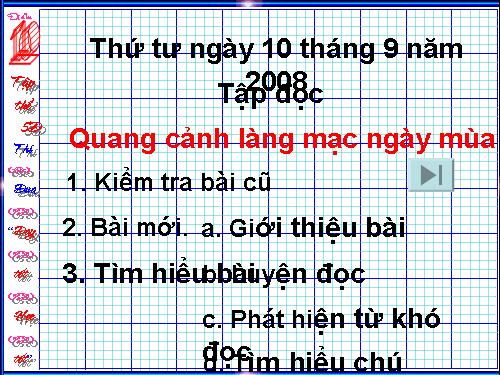 Tuần 1. Quang cảnh làng mạc ngày mùa