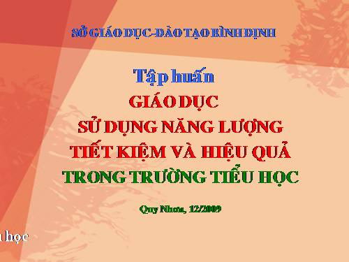 SỬ DỤNG NĂNG LƯỢNG TIẾT KIỆM & HIỆU QUẢ