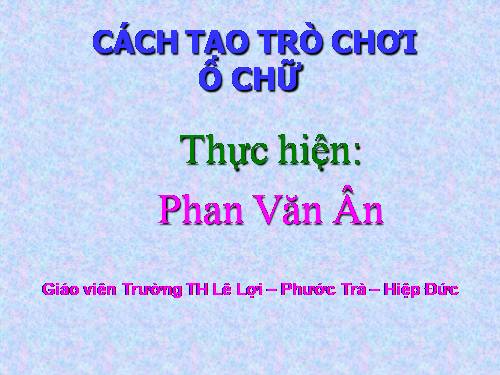 CÁCH TẠO TRÒ CHƠI