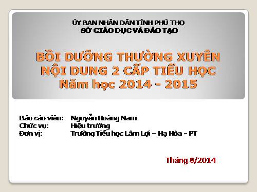 Hướng dẫn BDTX nội dung 2 năm học 2014-2015