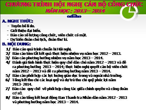 Chương trình Hội nghị CBCC - 2013-2014