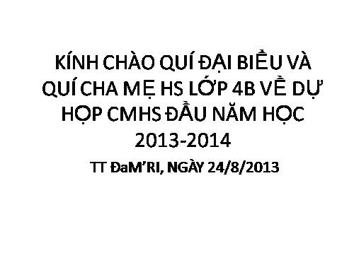 Nội dung họp CMHS đầu năm lớp 4B