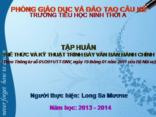 Tập huấn hể Thức Văn Bản