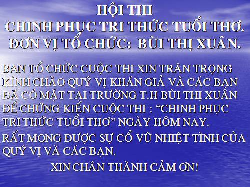 Câu hỏi và chương trình thi Tri thức tuổi thơ