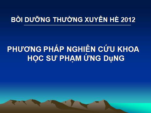phương pháp NCKHSP ứng dụng