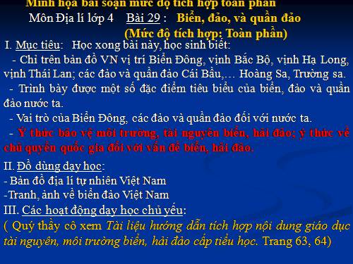 GIÁO ÁN TÍCH HỢP MTBĐ