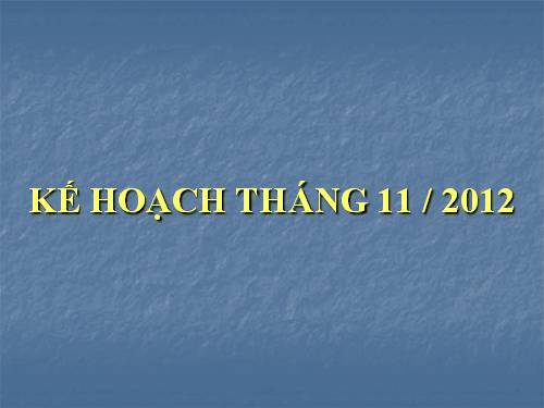 Kế hoạch tháng 11 / 2012