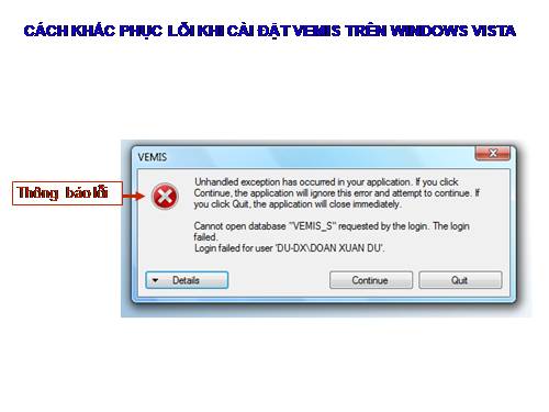 Huong dan khac phuc loi cai dat tren Windows Vista. VEMIS