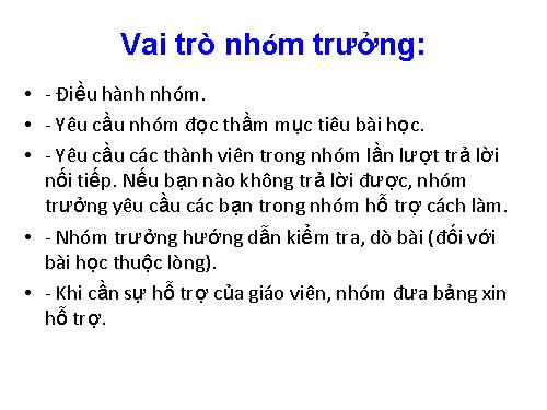 Vai trò nhóm trưởng